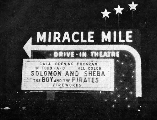 Miracle Mile Drive-In Theatre - Marquee At Night (newer photo)